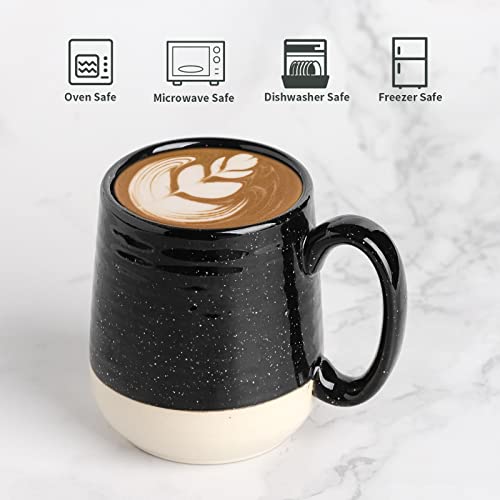 Hasense Coffee Mugs Set of 4, 15 Ounce Ceramic Coffee Cups with Handles, Porcelain Large Latte Mug for Coffee Cappuccino Tea, Black Mugs for Men, Women Christmas Holiday Gift